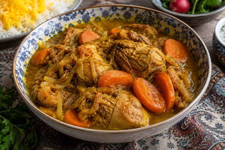 طرز تهیه خوراک بوقلمون زعفرانی
