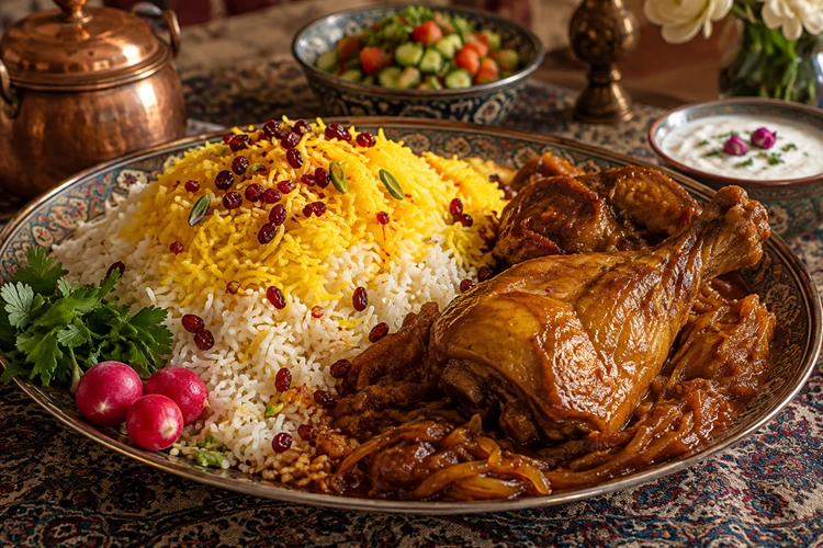 طرز تهیه چلو گوشت با بوقلمون
