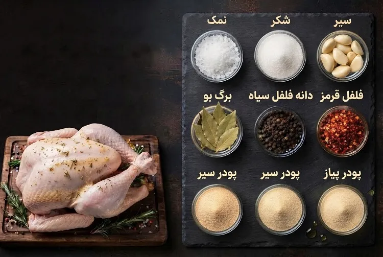 خواباندن گوشت بوقلمون در آبنمک و ادویه